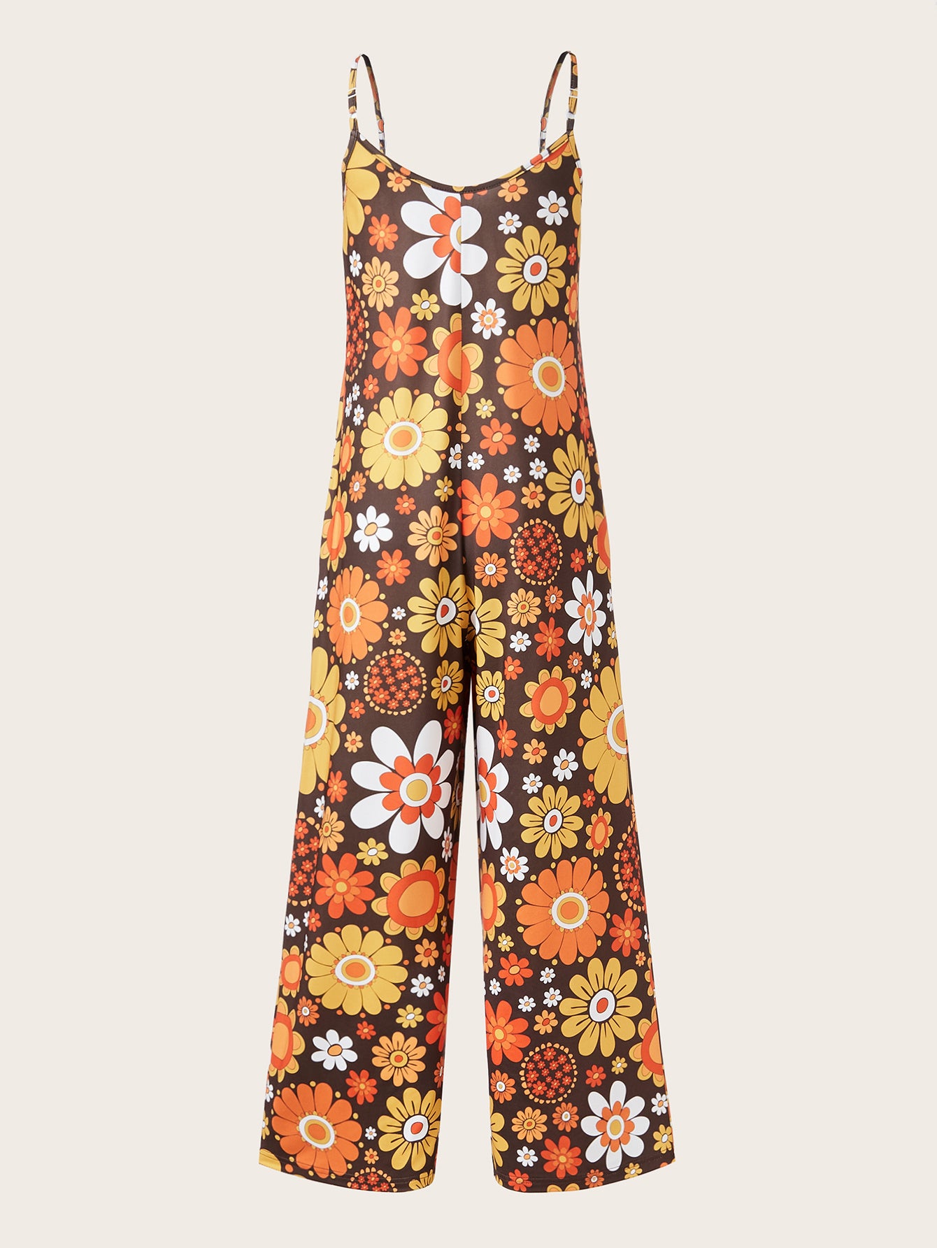 Plus Size Casual Jumpsuit – Printed Camisole Streetwear for Women