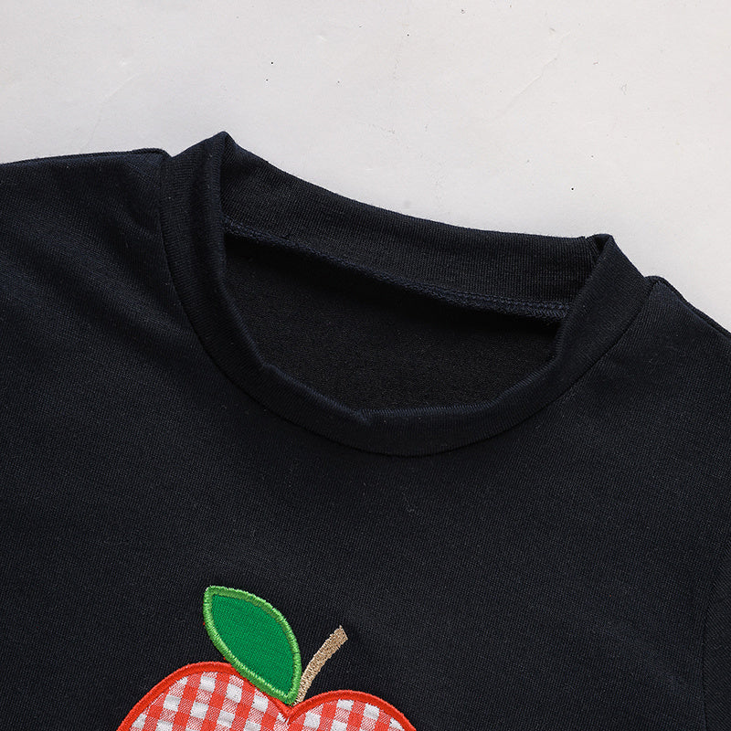 Toddler Boy School Outfit – Applique Tee & Red Gingham Shorts