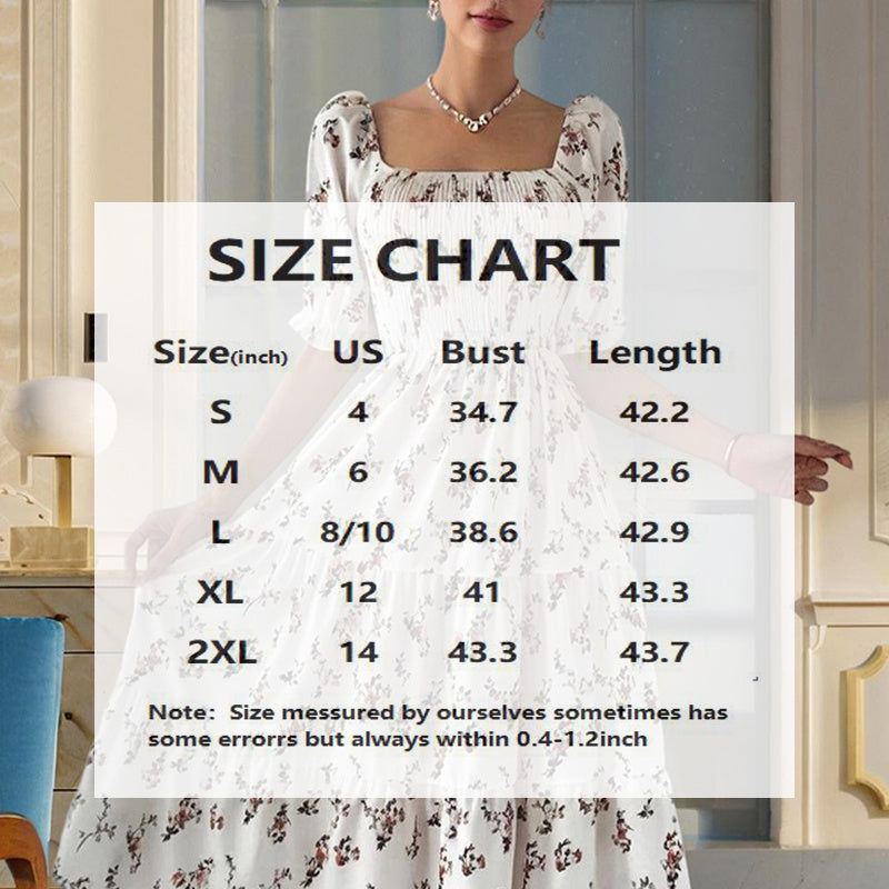 Boho Floral Summer Dress – Square Neck, Smocked Waist, Ruffle Sleeves