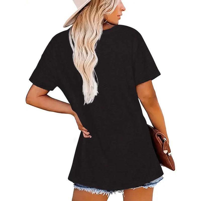 Plaid Mama Tee – Casual Women’s Crew Neck Short Sleeve Top
