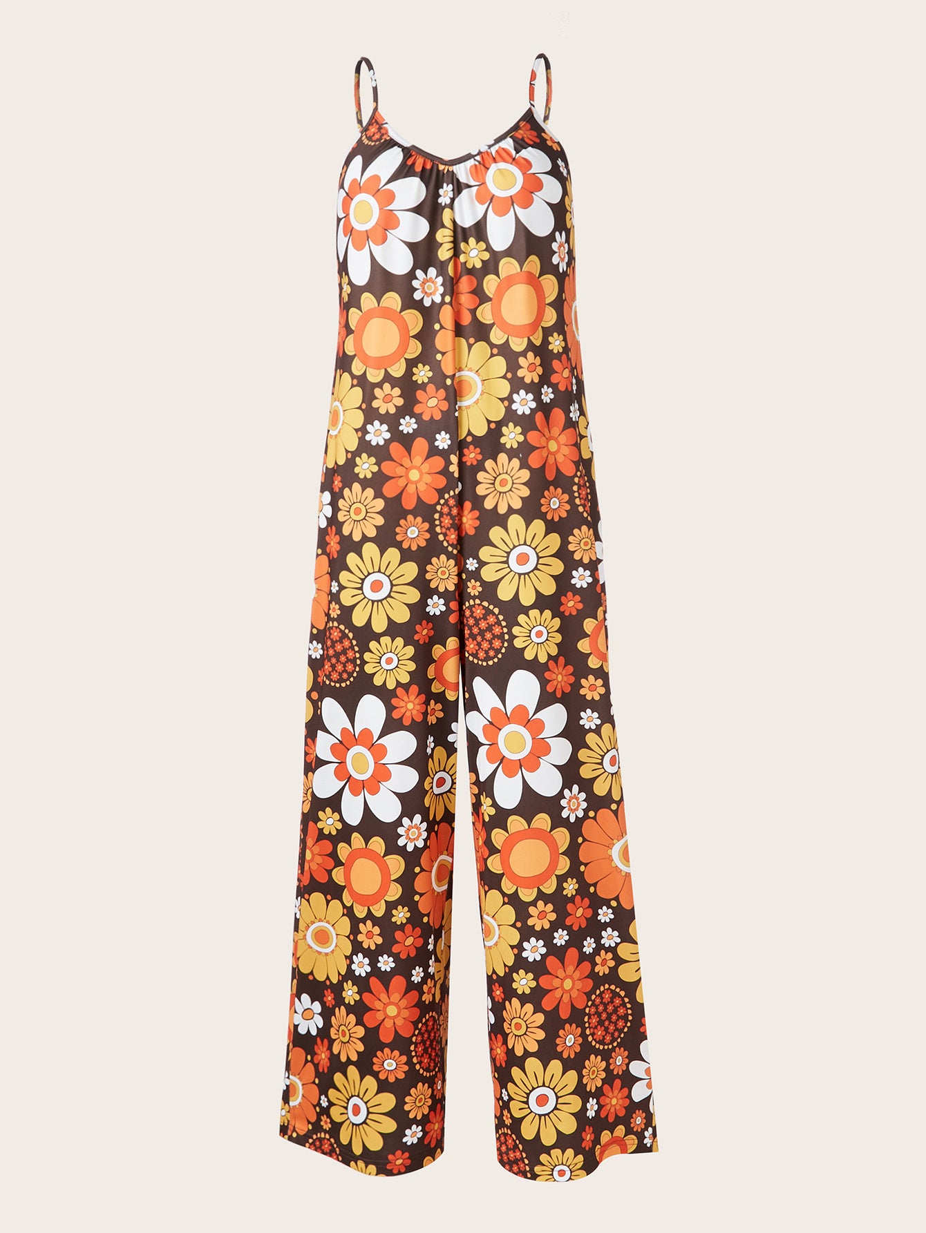 Plus Size Casual Jumpsuit – Printed Camisole Streetwear for Women