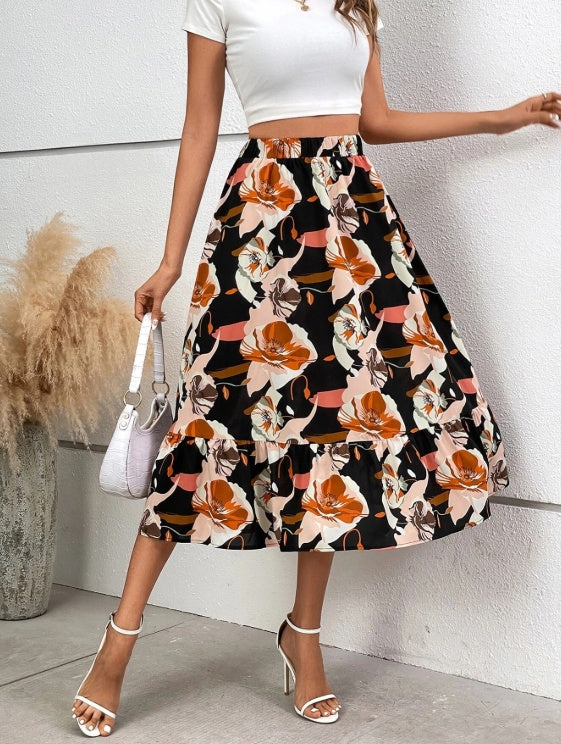 Everyday Chic – Printed A-Line Casual Skirt