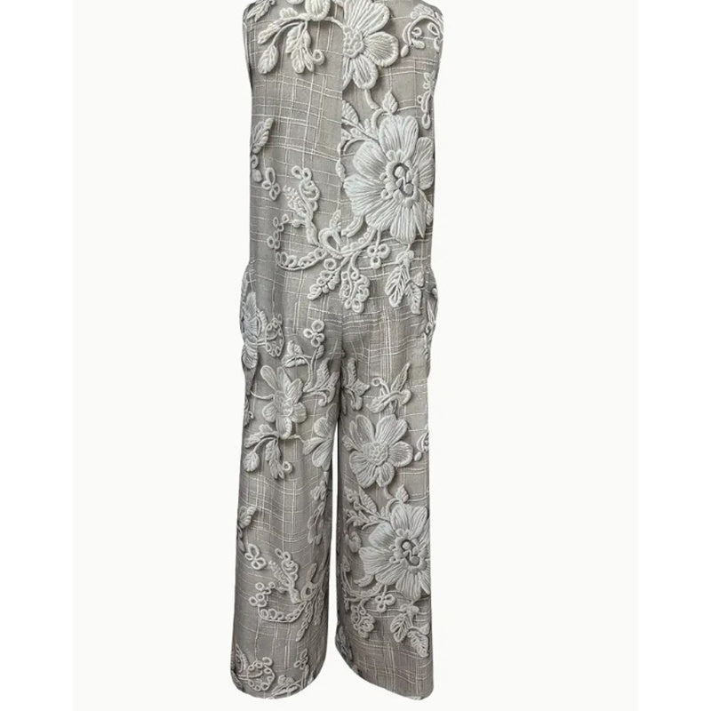Boho Floral Button-Front Romper - Casual Wide-Leg Fit