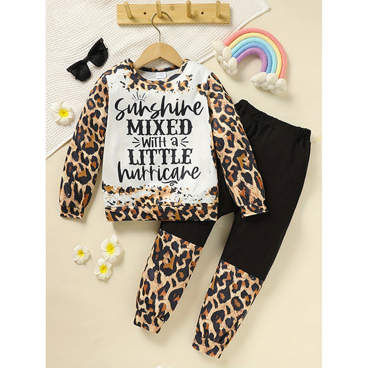 Cozy Leopard Toddler Set – Crewneck Top & Jogger Pants for Girls