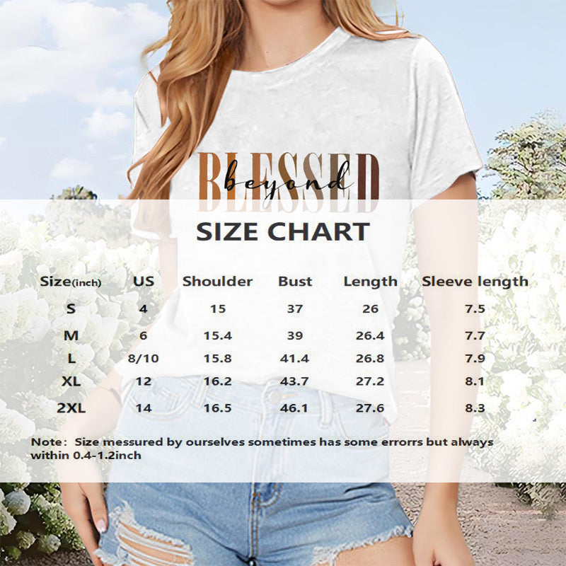 Casual ‘BLESSED’ T-Shirt for Women – Summer Round Neck Style
