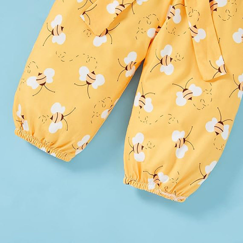 Baby Girl Bee Outfit Set – “Sweet Like Honey” Romper, Pants & Headband